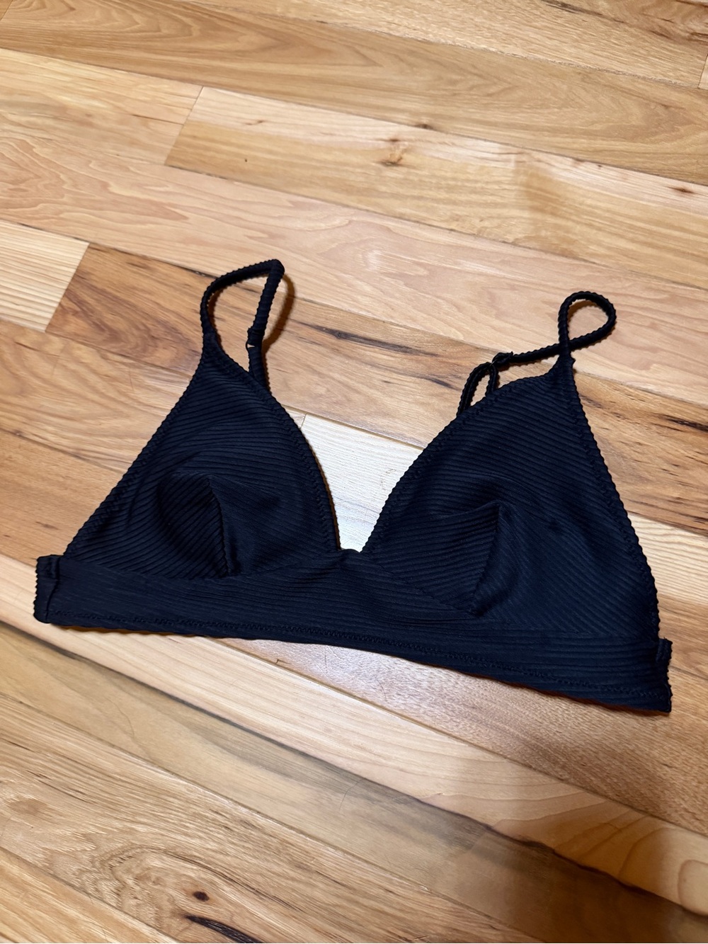 Old Navy Black Ribbed Triangle Bikini Top